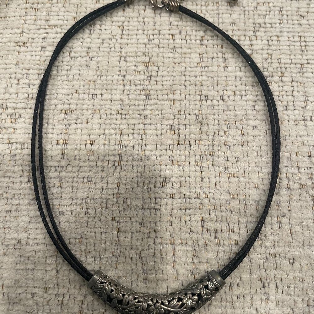 Lia Sophia Magnolia Pewter Slide Necklace